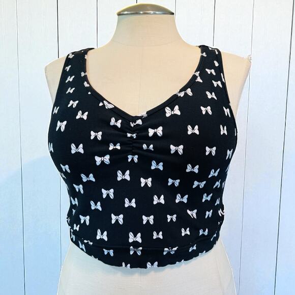 Torrid 3 (3X 22/24) Disney Minnie Mouse Bow Back Sports Gym Wireless Bra V-Neck - Picture 2 of 3